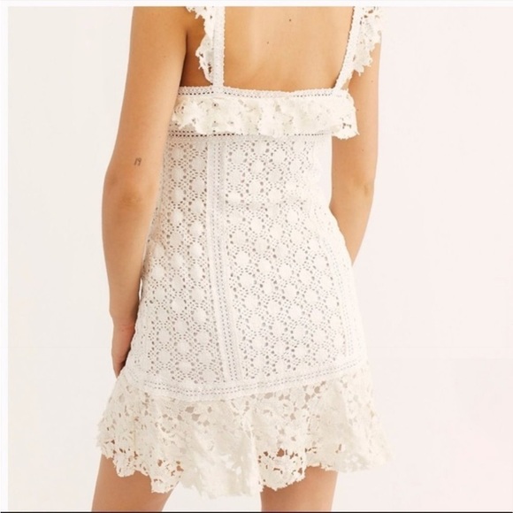 NWT Free People Cross My Heart Mini Dress Lace Crochet Laceup Boho Lined Beach - Picture 14 of 16